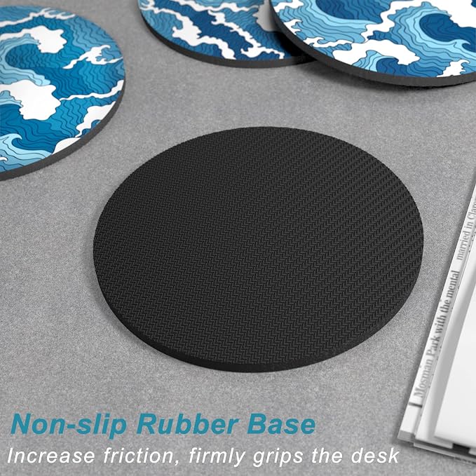 Coasters for Drinks, Kitchen Home Decor Housewarming Gift, Round 4 in - Image 5