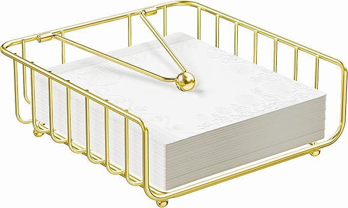 Napkin Holder for Table with Weighted Arm, Dinner Metal Flat Napkin Holders for by GMFINE