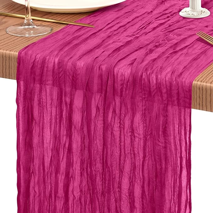 4 Pack Cheesecloth Table Runner 10FT Fuschia Table Runner Boho Gauze Cheese - Image 9