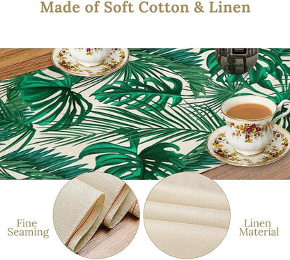 Tropical Leaves Table Runner Jungle Green Plam Tree Leave Retro Boho Hawaii - Image 5