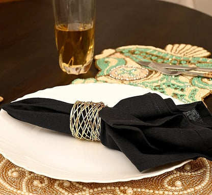 ALPHA Living HOME Gold Napkin Rings 12 Set of Premium 100% Metal, Rust-Resistant Tabletop Décor - Napkin Holders Buckles for Family Dinner, Wedding, Party, Decorations, Banquet, Party, Easter