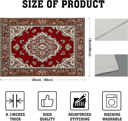 Giwawa 12"x18" Ethnic Boho Placemats Set of 4 Antique Tribal Rustic Red Floral Table Mats Farmhouse Carpet Stain Resistant Washable Linen Place Mat for Kitchen Dining Picnic Party Decor