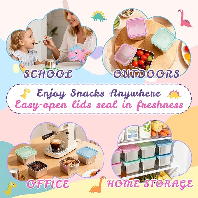 6-Pack Small Stainless Steel Snack Containers - Image 6