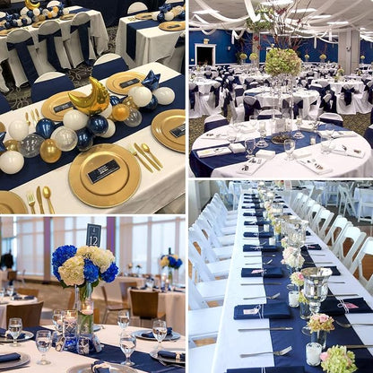 10-Pack Navy Blue 12 x 108 inches Long Premium Satin Table Runner | Wedding - Image 6