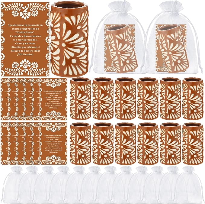 12 Set Cielito Lindo Party Favors, Terracotta, Handleless | Mexican Tequila by Unknown