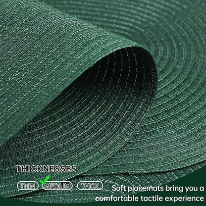 Noctiflorous Oval Braided Placemats Set of 8 Woven 12x18 Inch Non Slip Washable Heat Resistant Place Mats Round Tablemats for Dining Kitchen Party Daily Table Decor Dinner Mats (Solid Forest Green, 8)