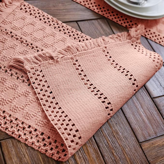 Macrame Table Runner Pure Pink Boho Table Runners - Image 4