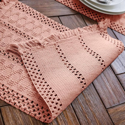 Macrame Table Runner Pure Pink Boho Table Runners - Image 4