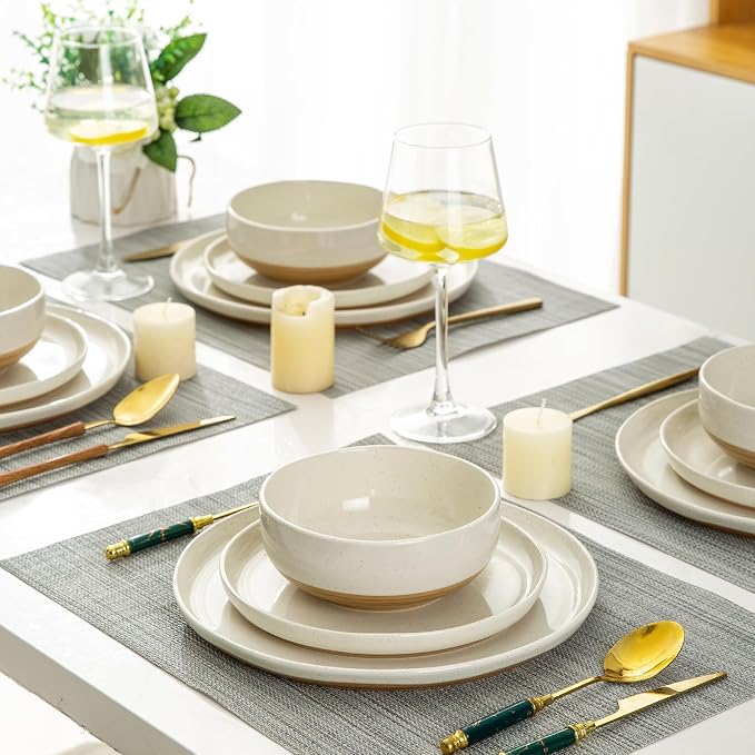 AmorArc Dinnerware Sets for 6, 24 Pieces Ceramic Plates and Bowls Set | Scratch - Image 8