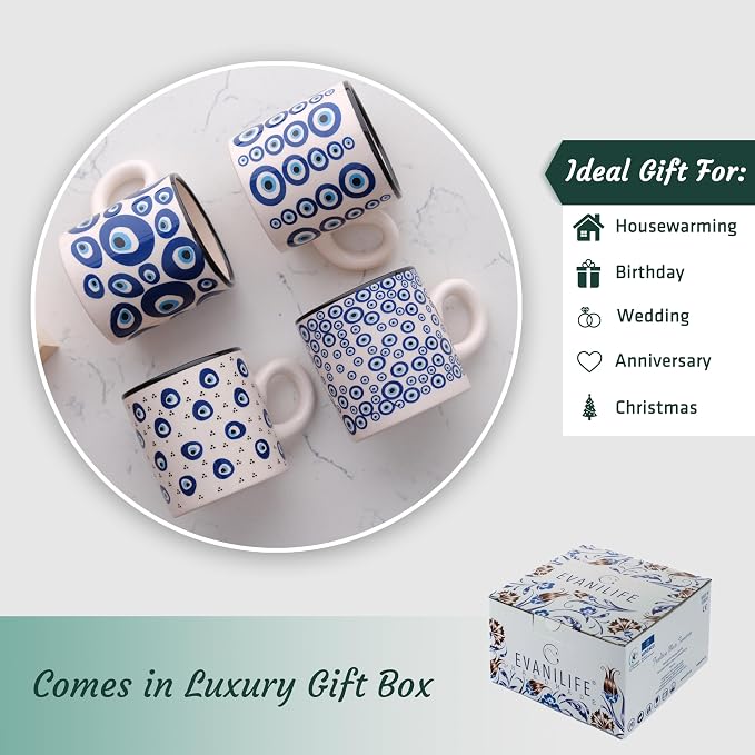 Ceramic Espresso Cups, 5 Oz Espresso Cups Set of 4, Handmade Espresso Cup - Image 5