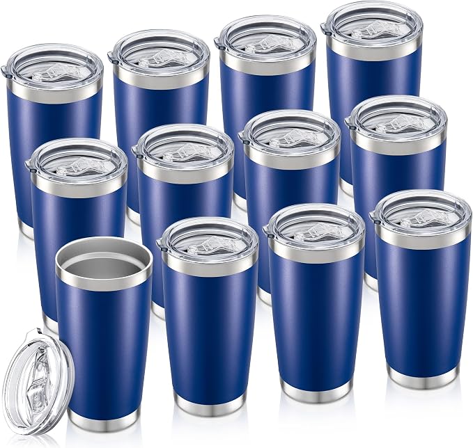 20oz Tumbler Bulk with Lid Stainless Steel Tumblers, 12 Pack | Leak Proof Lid by Unknown