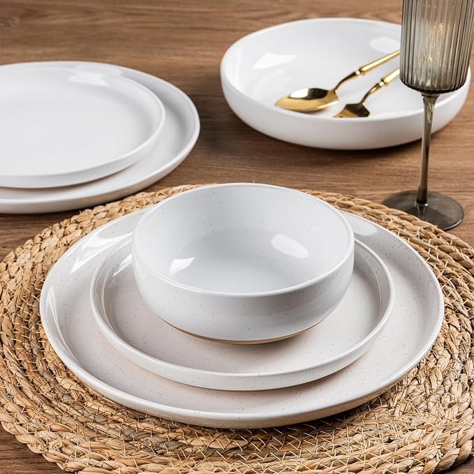 AmorArc Dinnerware Sets for 8, 24 Pieces Ceramic Plates and Bowls Set | Scratch - Image 4