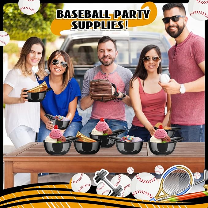 Ice Cream Dessert Baseball Cap Bowls Baseball Helmet Snack Bowl 8 oz Mini Party - Image 3