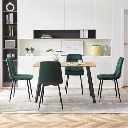Comfy Dining Chairs Set of 4,Upholstered Velvet Home Chair Soft No Arms Accent Chairs with Back for Small Spaces,Simple Stylish Dining Chair for Kitchen,Dining Room