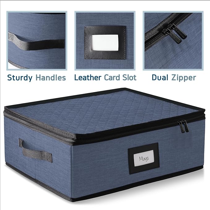 Hearth & Harbor Coffee Mug Storage, Quilted and Stackable Coffee Cup Storage - Image 3