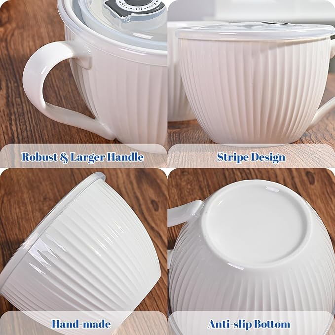 24oz Soup Mug with Handle & Lid, Microwave Soup Bowl/Cup, Ice Cream and - Image 6