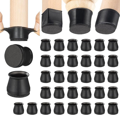 Aneaseit Chair Leg Floor Protectors - 32 pcs Black - Felt Bottom Silicone Pads for Hardwood Floors & Furniture Feet - Rubber Caps for Chairs - Medium