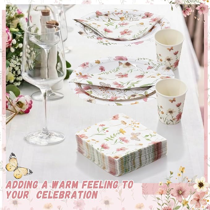 250 Pcs Wildflower Party Decorations Include Spring Summer Floral Paper Plates - Image 6