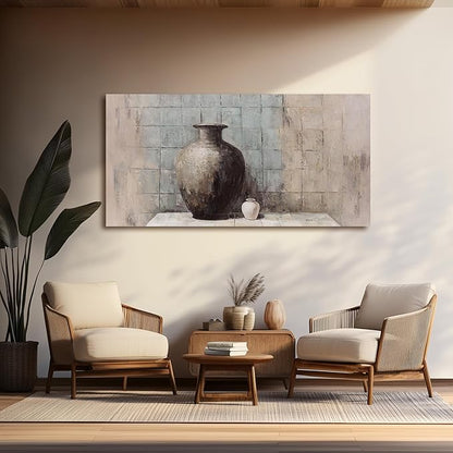 Paintings Home Decor Vintage Wall Decor Wall Decorations Rustic Farmhouse Wall Art Vase Painting Framed Art Abstract Canvas Wall Art for Living Room Bedroom Dining Room Home Office Decor 29"X58"