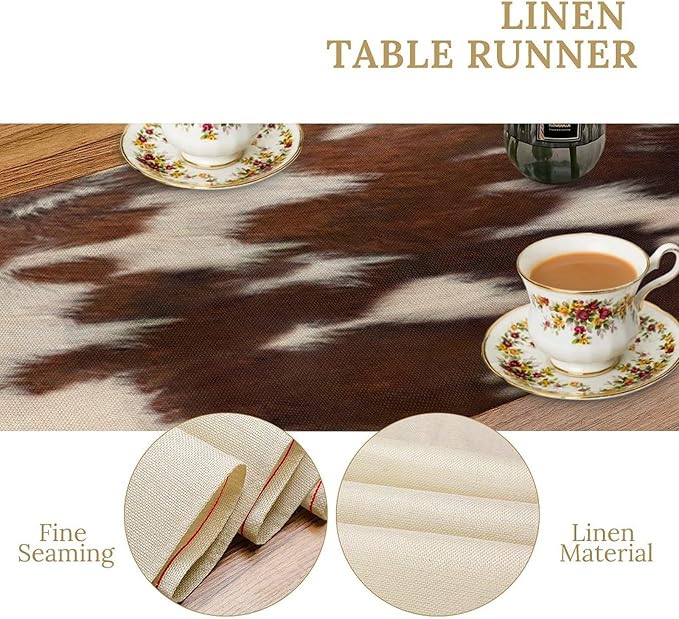 Cow Print Table Runner, Rustic Country Farmhouse Animal Fur Skin Western Farm - Image 5