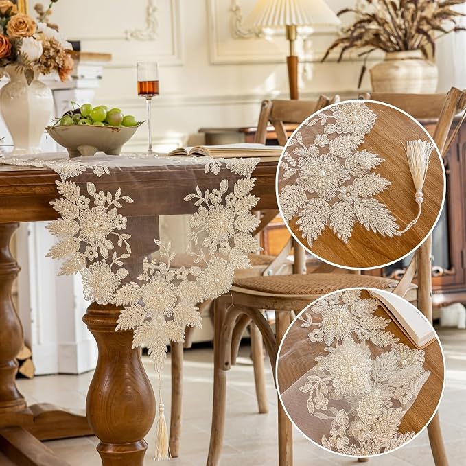 Embroidered Lace Table Runner - Image 2