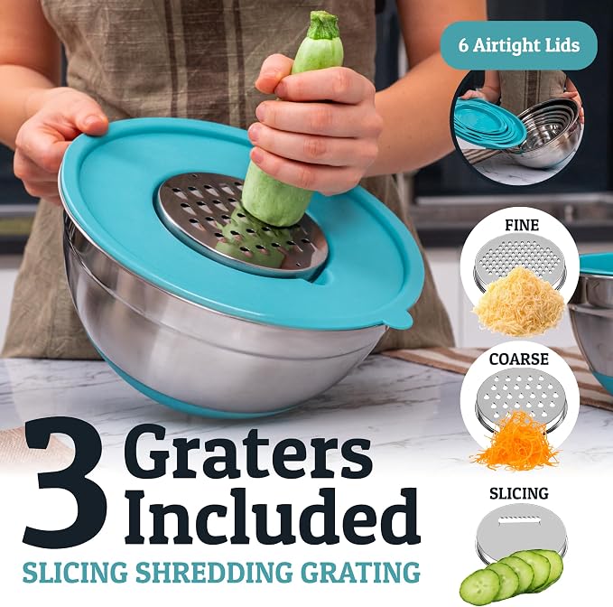 PriorityChef 6pc Stainless Steel Mixing Bowls - Image 4