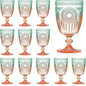 XUWAIDSGN 12Pcs Plastic Vintage Wine Glasses 13.5oz Reusable Embossed Goblet by XUWAIDSGN