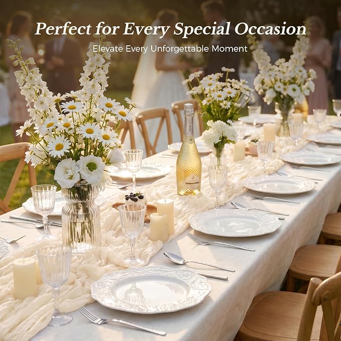 10 Pack Ivory Cheesecloth Gauze Table Runners, 35x120 Inch | Extra Wide Boho - Image 5