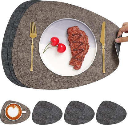 Faux Leather Placemats Set of 4, Dual Sided by Chitomars