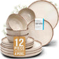 12 Piece Stoneware Dinnerware Set by PURELIVING