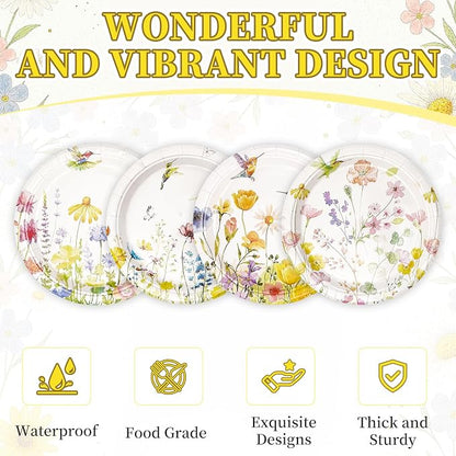 40 PCS Spring Floral Paper Plates - Image 3