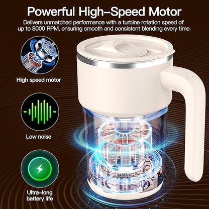 Self Stirring Coffee Mug, 12oz Rechargeable Magnetic Mixing Cup, 316 Stainless - Image 4