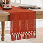 Macrame Style Boho Table Runner, 12x90 Inch Dark Orange | Woven Boho Table by ZEEMARTONLINE
