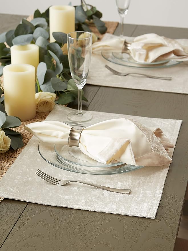 DII Velvet Collection Tabletop, Placemat Set, Cream 4 Piece - Image 7