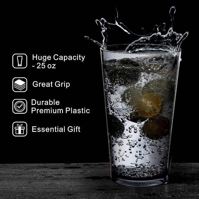 JGIRL Unbreakable Plastic Drinking Glasses, 16 Ounces | 16 oz plastic Tumbler - Image 3