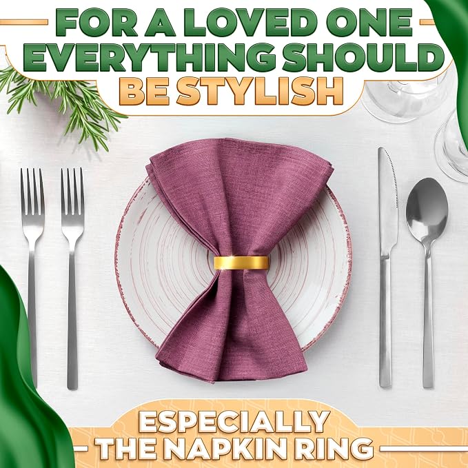 Gold Napkin Rings Set of 10, Modern Semicircle Holders - Image 9