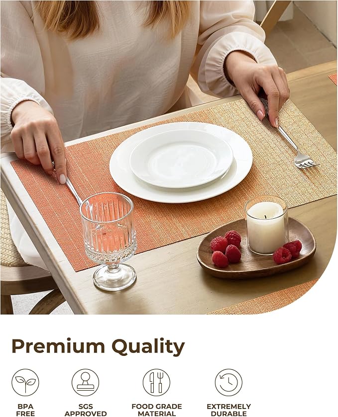 Leetaltree Gradient Burnt Orange Woven Placemats Set of 8 - Image 6