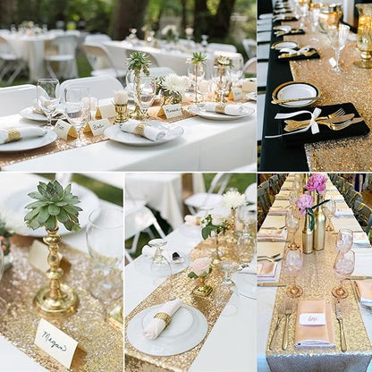 12 Packs 12 X 72 Inch Sequin Table Runner Glitter Dining Table Runner - Image 5