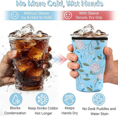 Cobetech Iced Coffee Sleeve Reusable, 3 Pack Neoprene Coffee Cup Sleeves - Image 3