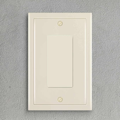 Henne Bery Modern Edge Decorative Wall Plate Switch Plate Outlet Cover, Durable Solid Zinc Alloy (Single Decorator 3PK, Light Almond)