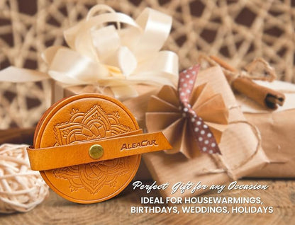 Handmade Leather Coasters 4" for Drinks - Image 7