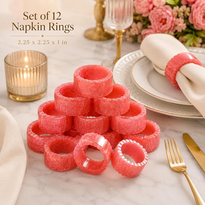 Pink Resin Napkin Rings, smooth moisture-resistant finish, 2.25x2.25x1 in. - Image 6