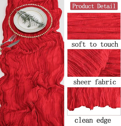 4 Pack Red Cheesecloth Table Runner 20 x 120 inch Gauze Table Runners 10 FT Long - Image 3