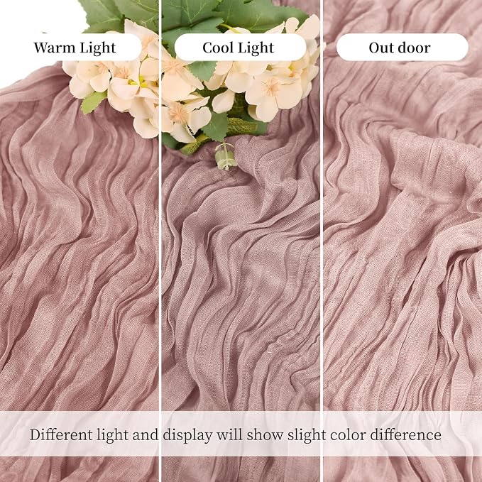 6 Pack Dusty Pink Cheesecloth Table Runner, 17 x 108 Inch, Gauze Cheese Cloth - Image 6