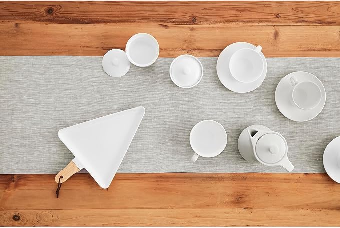 Solino Home 100% Pure Linen Table Runner Oyster Grey, Athena 14 x 36 in | Table - Image 4