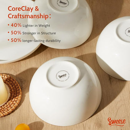 Sweese Porcelain Bowls Set of 6, 20oz Lightweight Round Cereal Bowls Set - Image 5