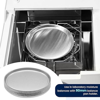 50 Pcs Aluminum Sample Pans 90mm Weight Scale Tray Disposable Round Lab Trays Fits Moisture Analyzer Laboratory Balance Dish Plate for Moisture Tester