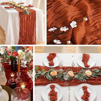 8 Pack Terracotta Cheesecloth Table Runner 20 x 120 inch Gauze Table Runners 10 - Image 4