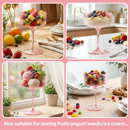 LIYH 20pcs Pink Martini Glasses 10 Oz Martini Glasses Plastic Disposable Pink - Image 7