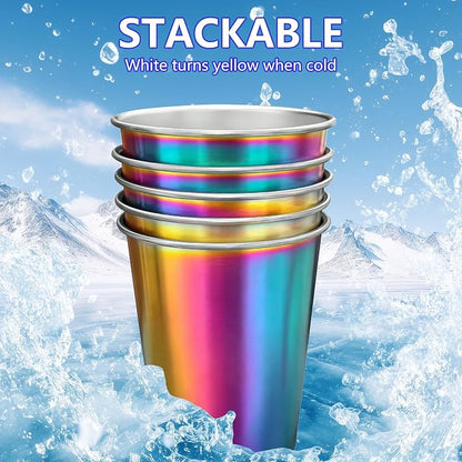 20oz 8PCS Stainless Steel Pint Cups, Reusable metal Cups, Drinking | Pint - Image 3